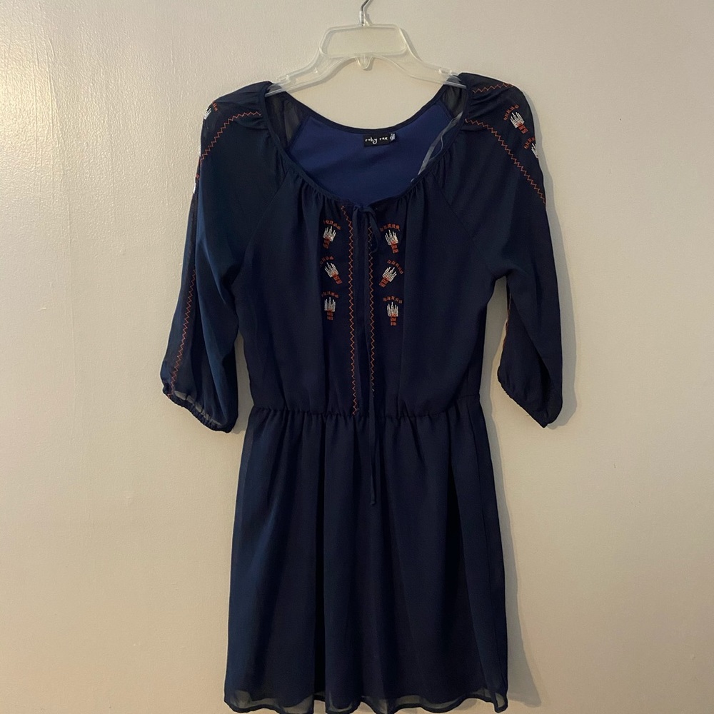 Navy ruby rox Embroider Dress M